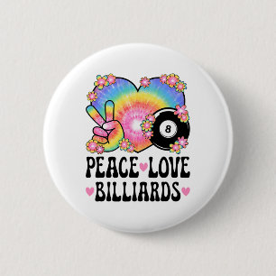 Peace Liebe Billiards Lover 60er 70er Hippie Outfi Button