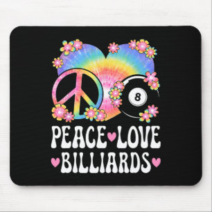 Peace Liebe Billiards Lover 60er 70er Hippie Outfi Mousepad