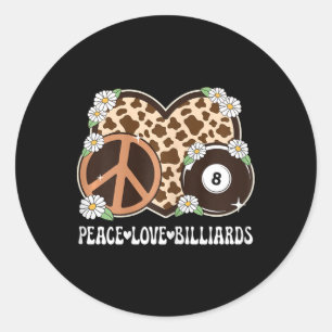Peace Liebe Billiards Lover Cow Print Girls Niedli Runder Aufkleber