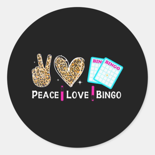 Peace Liebe Bingo Funny Bingo Lover Runder Aufkleber (Vorderseite)