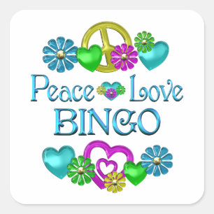 Peace Liebe Bingo Quadratischer Aufkleber