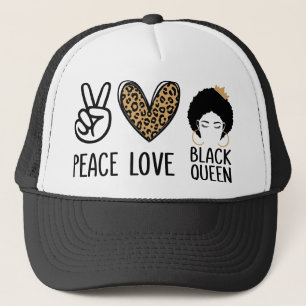 Peace Liebe Black Queen Leopard Black Women & Girl Truckerkappe