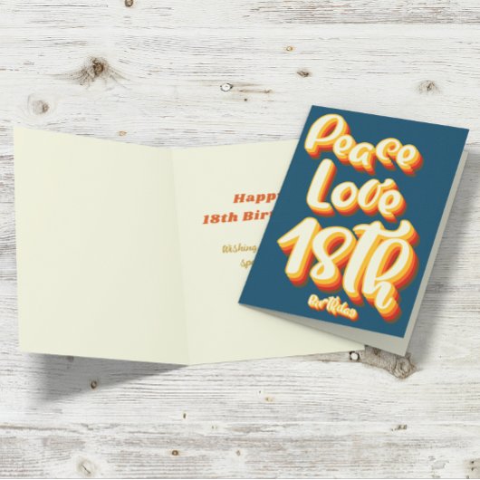 Peace Liebe Blue Retro Groovy 18. Glückwunsch zum Karte