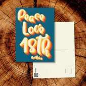 Peace Liebe Blue Retro Groovy 18. Glückwunsch zum Postkarte