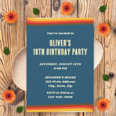 Peace Liebe Blue Retro Groovy Sonnenuntergang 18. Einladung