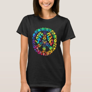 Peace Liebe Blume Graphic Peace Sign Gefärbte Kraw T-Shirt