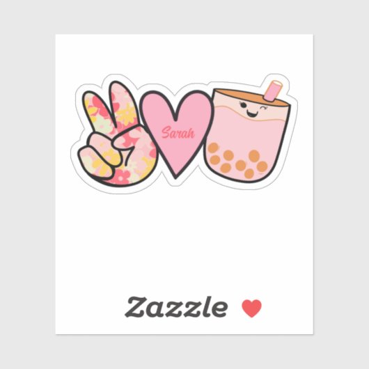 Peace Liebe Boba Bubble Tee Niedlicher Individuell Aufkleber (Blatt)