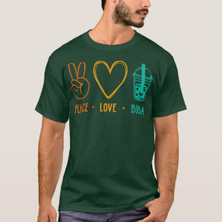 Peace Liebe Boba Graphic Tee Lover Tea Drinker Bub