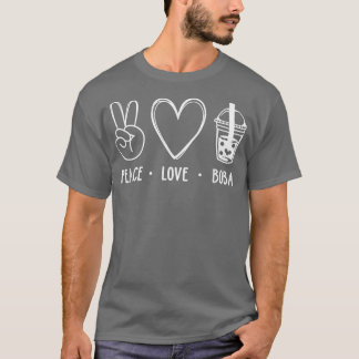 Peace Liebe Boba Graphic Tee Lover Tea Drinker Bub