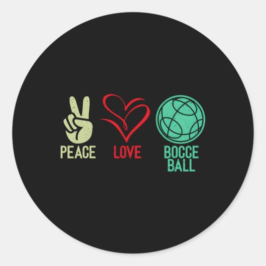 Peace Liebe Bocce Ball Runder Aufkleber (Vorderseite)