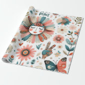 Peace & Liebe Boho Floral Wrapping Paper Geschenkpapier (Ungerollt)