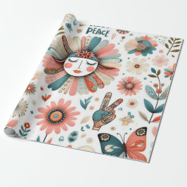 Peace & Liebe Boho Floral Wrapping Paper Geschenkpapier