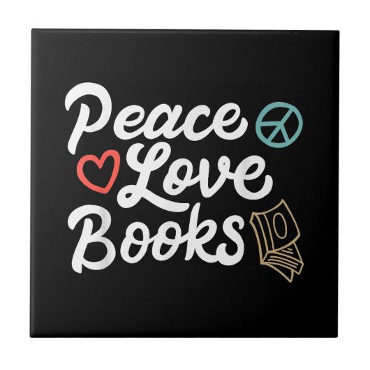 Peace Liebe Books Geeky & Niedlich Reading Fliese (Vorderseite)