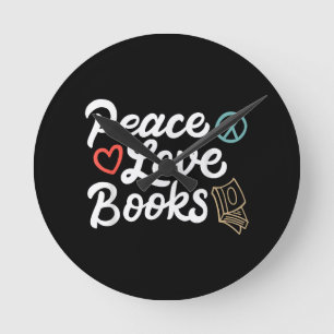 Peace Liebe Books Geeky & Niedlich Reading Runde Wanduhr
