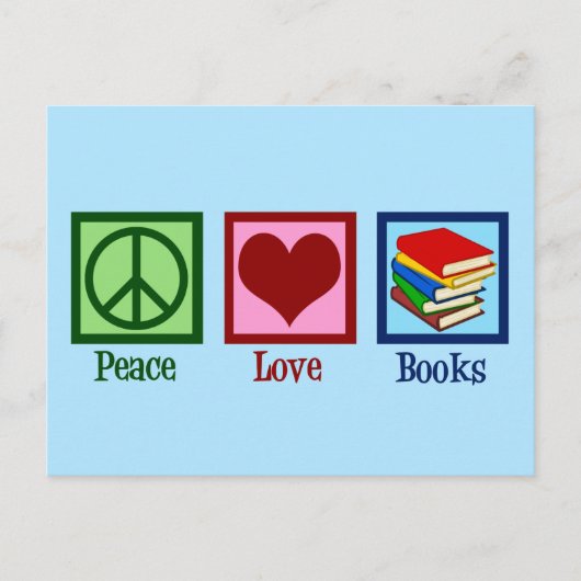 Peace Liebe Books Niedlich Blue Book Store Postkarte (Vorderseite)