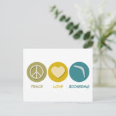 Peace Liebe Boomerang Postkarte (Stehend Vorderseite)