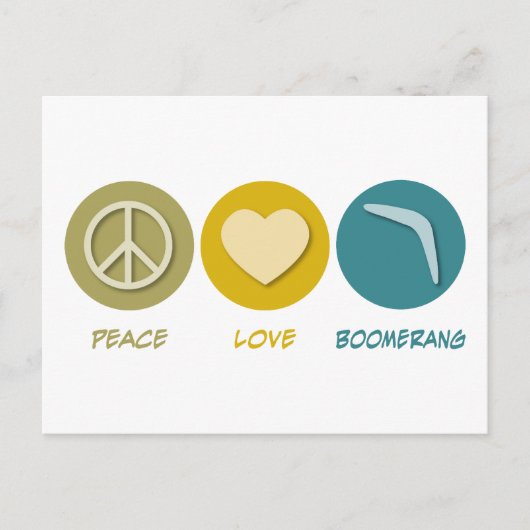 Peace Liebe Boomerang Postkarte (Vorderseite)
