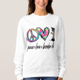 Peace Liebe Border Collie Gefärbte Krawatte Dog Lo Sweatshirt