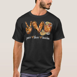 Peace Liebe Bourbon Peace Hand Schild Hippie Wein T-Shirt