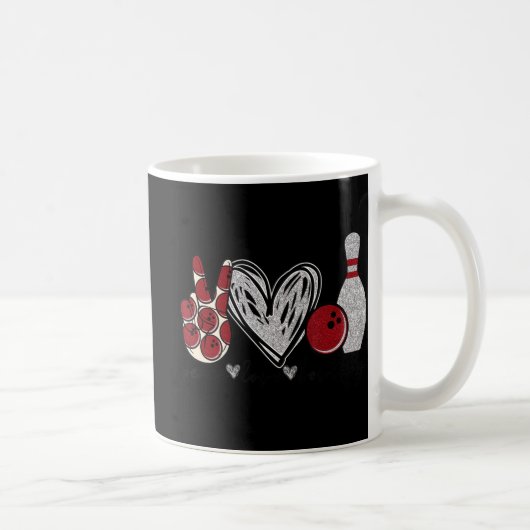 Peace Liebe Bowling Fun Bowling Lover Geschenk Kaffeetasse (Rechts)