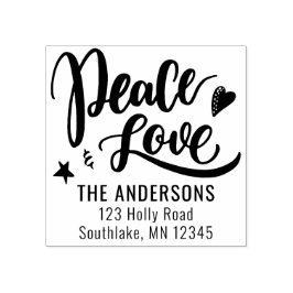 Peace Liebe Brush Script Holiday Rücksendeadresse Gummistempel