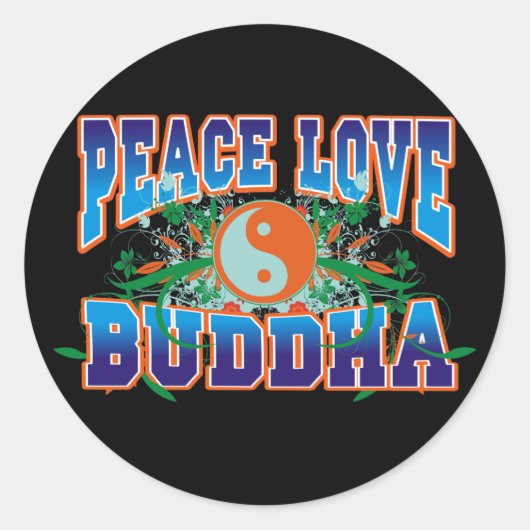 Peace Liebe Buddha Runder Aufkleber (Vorderseite)