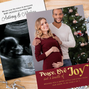 Peace Liebe Bundle of Joy 2 Foto Pregnancy Gold Folien Feiertagskarte
