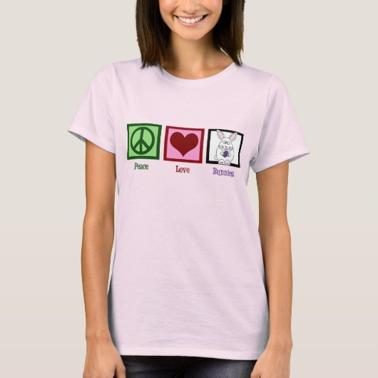 Peace Liebe Bunnies T-Shirt (Vorderseite)