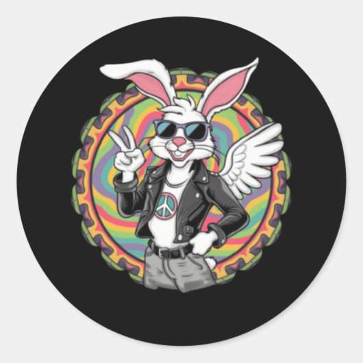 Peace & Liebe Bunny Sticker (Vorderseite)