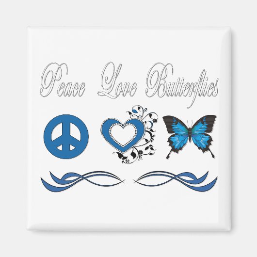 Peace Liebe Butterfys Magnet (Vorne)