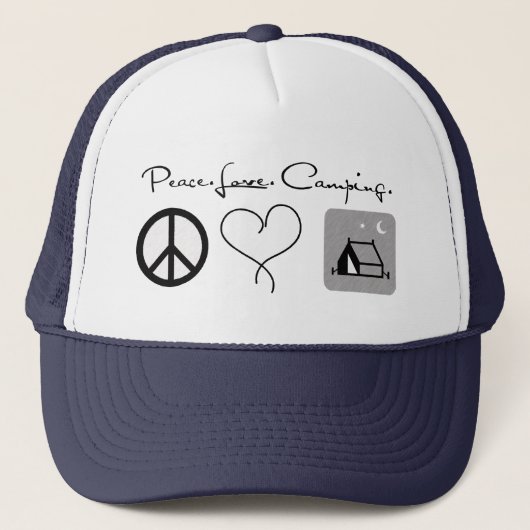 Peace Liebe Camping Trucker Hat Truckerkappe (Vorderseite)
