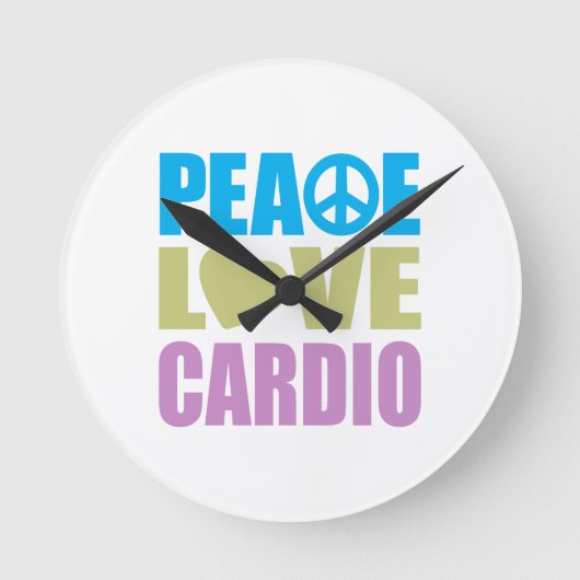 Peace Liebe Cardio Runde Wanduhr (Vorderseite)