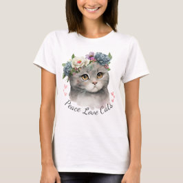 Peace Liebe Cat T - Shirt für Frauen