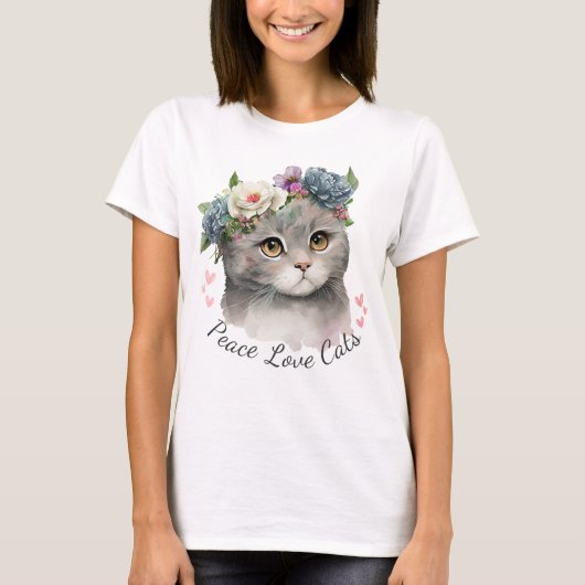 Peace Liebe Cat T - Shirt für Frauen (Vorderseite)