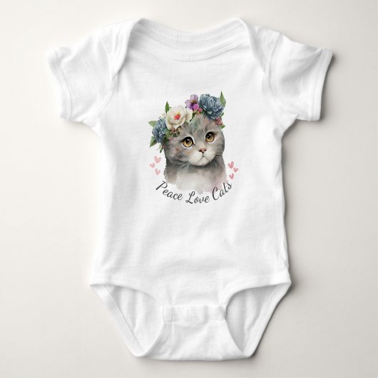 Peace Liebe Cats Bodysuit Baby Strampler (Vorderseite)