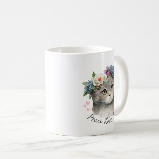 Peace Liebe Cats Kaffeetasse (VorderseiteRechts)