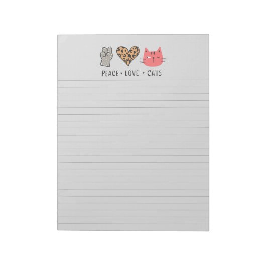 Peace Liebe Cats Linken Notepad Notizblock (Rotiert)
