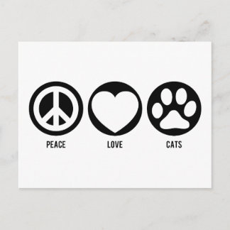 Peace Liebe Cats Postcard Postkarte