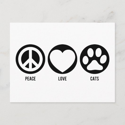 Peace Liebe Cats Postcard Postkarte (Vorderseite)