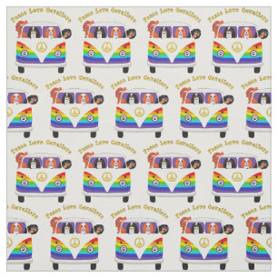 Peace Liebe Cavaliers King Charles Spaniel Fabric Stoff