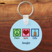 Peace Liebe Cello Niedlich Custom Schlüsselanhänger (Rückseite)