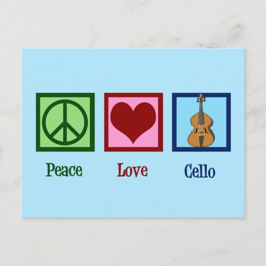 Peace Liebe Cello Postkarte (Vorderseite)