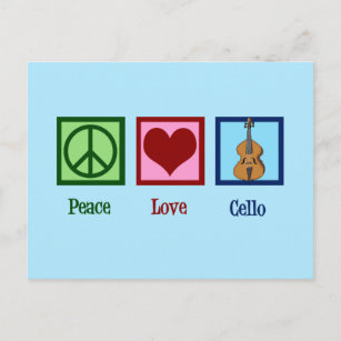Peace Liebe Cello Postkarte