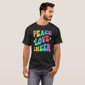 PEACE LIEBE CHEER Retro Cheerleader Groovy Zurück T-Shirt (Vorne ganz)
