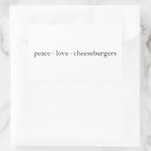 Peace Liebe Cheeseburgers Rechteckiger Aufkleber (Tasche)