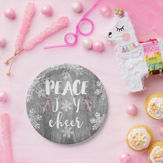 Peace Liebe Chefredakteur Silver Snowflake Holiday Pappteller (Party)