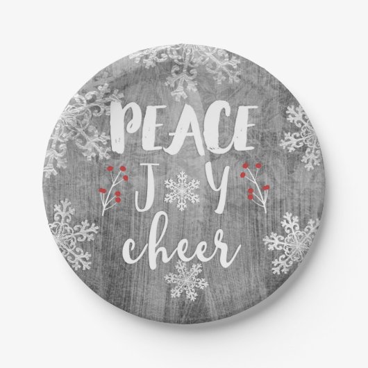 Peace Liebe Chefredakteur Silver Snowflake Holiday Pappteller (Vorderseite)