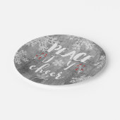 Peace Liebe Chefredakteur Silver Snowflake Holiday Pappteller (Schrägansicht)