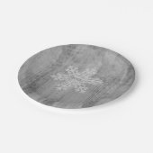 Peace Liebe Chefredakteur Silver Snowflake Holiday Pappteller (Schrägansicht)