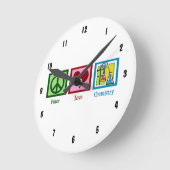 Peace Liebe Chemie Runde Wanduhr (Winkel)